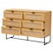 Baxton Studio Sawyer MidCentury Oak Brown Finished Wood and Black Metal  Storage Cabinet with Natural Rattan 223-12921-ZORO - alternate 3